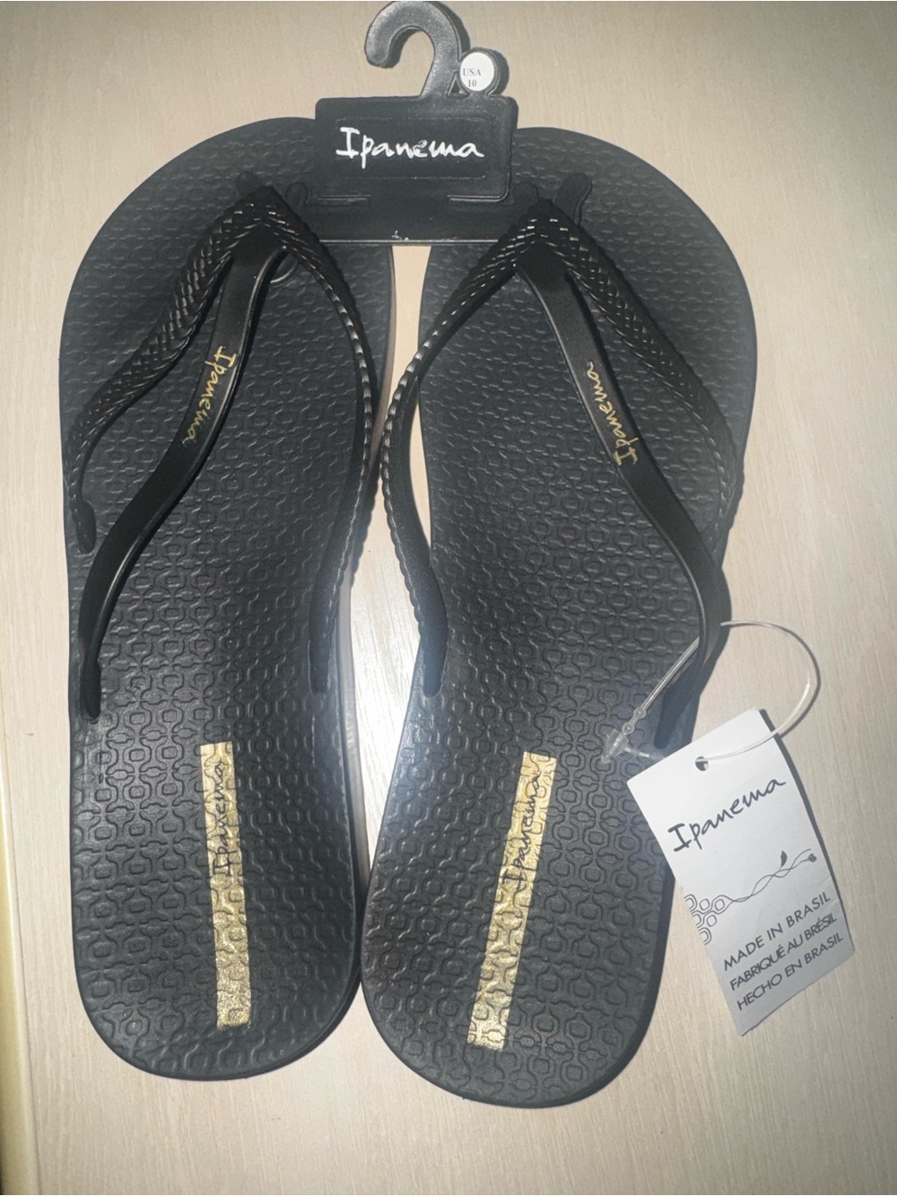 Ipanema Black Flip Flops Women Size10